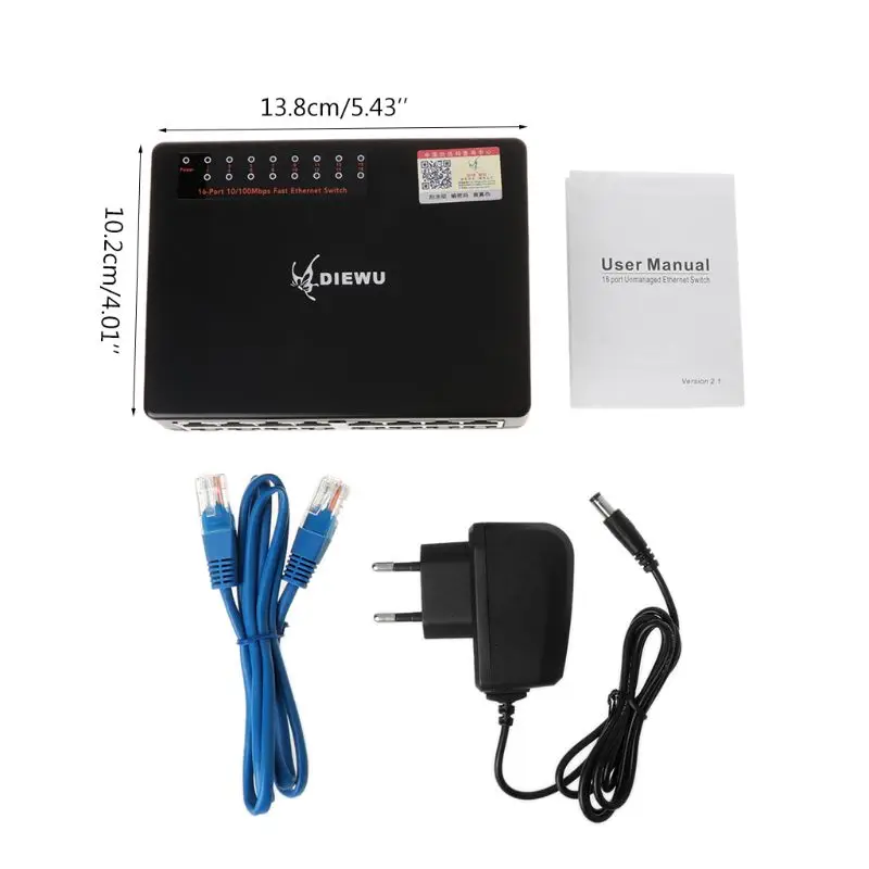 Мини-16-Порты и разъёмы 10/100 Мбит/с Fast LAN Ethernet сетевой коммутатор gigabit хаб настольное адаптер Горячий
