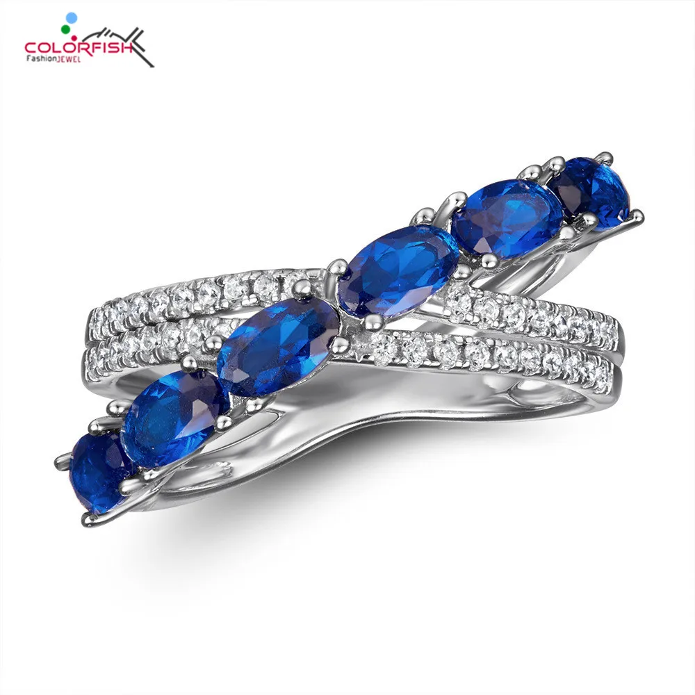 Цвет рыбы синий камень 3x5 мм кольцо с кубическим цирконием для Для женщин
