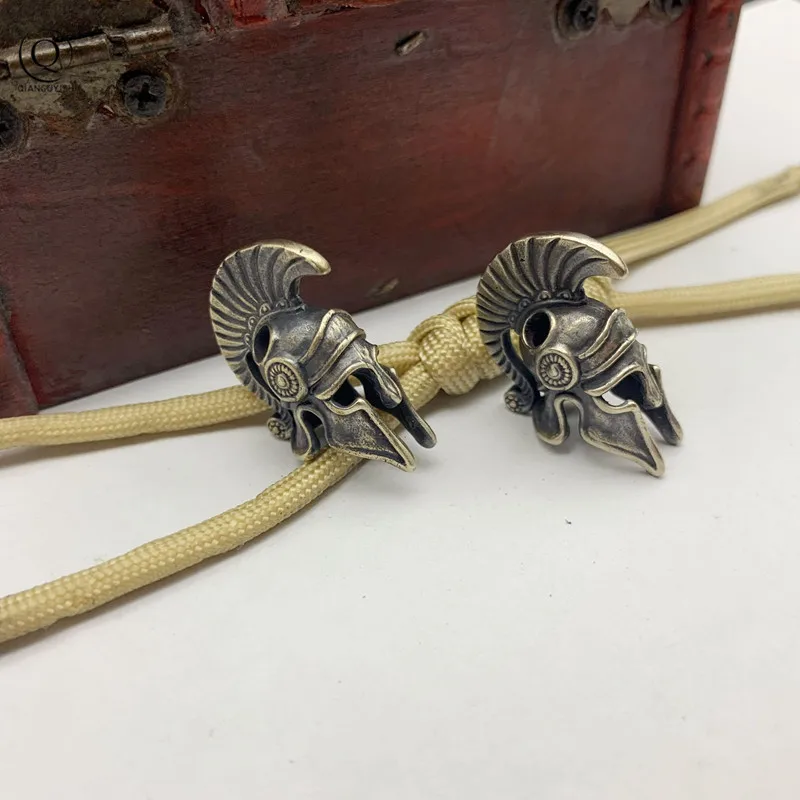 Латунный Спартанский шлем Паракорд веревка бусины кулон Открытый EDC инструмент