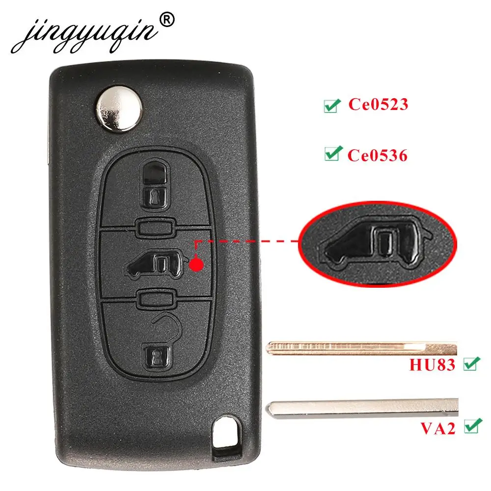 Jingyuqin 3BTN откидной дистанционный Автомобильный ключ для Peugeot Partner Expert Citroen Berlingo