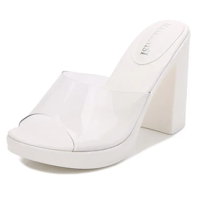 

Summer Women Shoes Temperament Transparent Platform Sexy Classic Block Heels Peep Toe High Heel Shoes