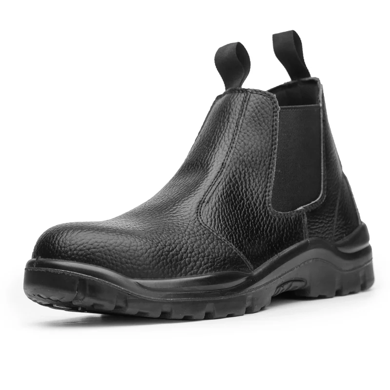 

men fashion steel toe cap work safety boots genuine leather welding shoes worker safe chelsea boot security ankle botas protect