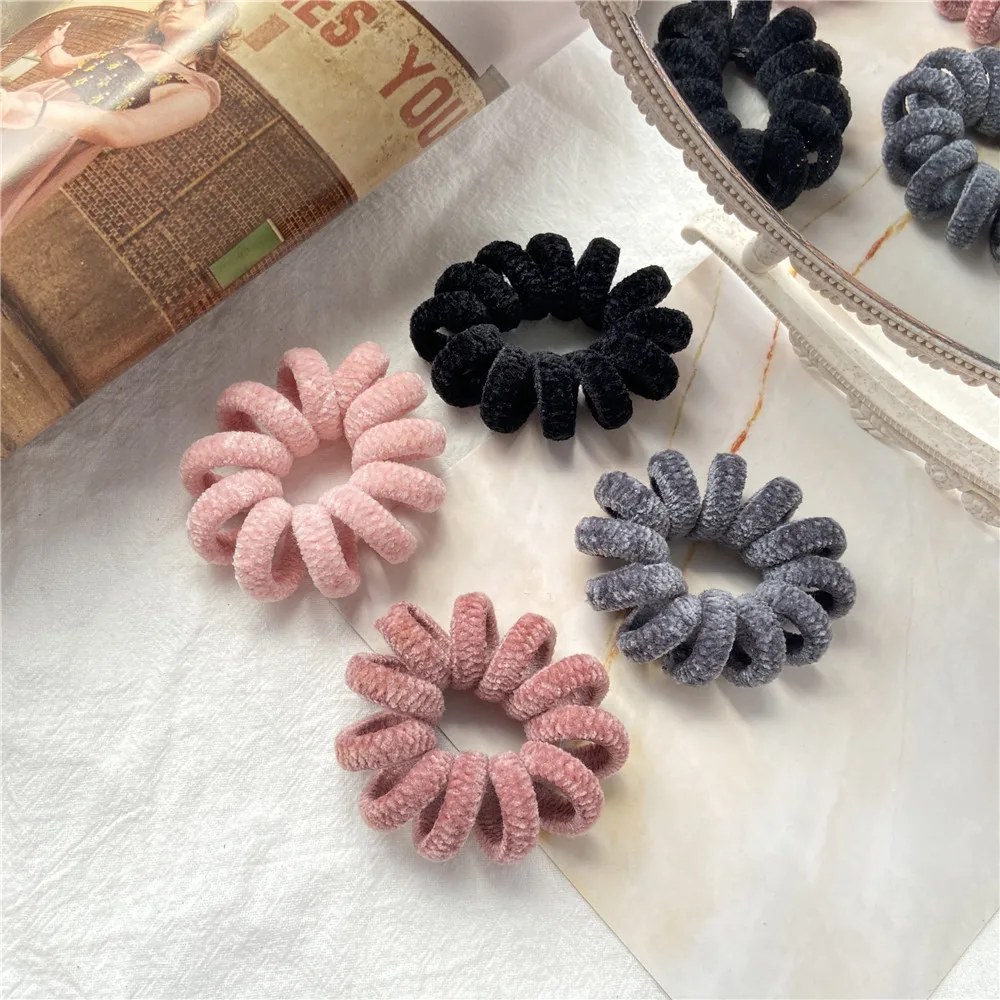 

8Pcs/Set Rubber Hair Rope Elastic Telephone Wire Hair Bands Spiral Shape Hair Ties Rubber Headbands For Women Hair Accessories