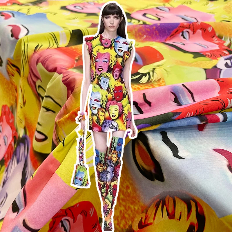 

European and American brand character avatar bright imitation cotton high-density clothing handmade DIY sewing skirt fabric for