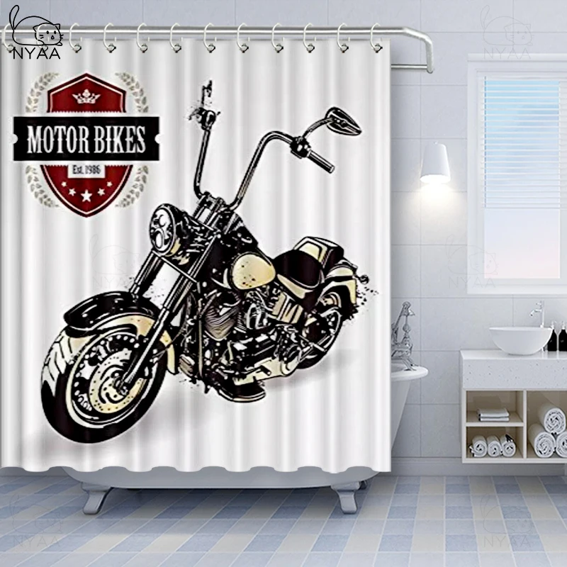 Мотоциклетная шторка с черепом и крыльями шлема занавеска для душа в байкерском