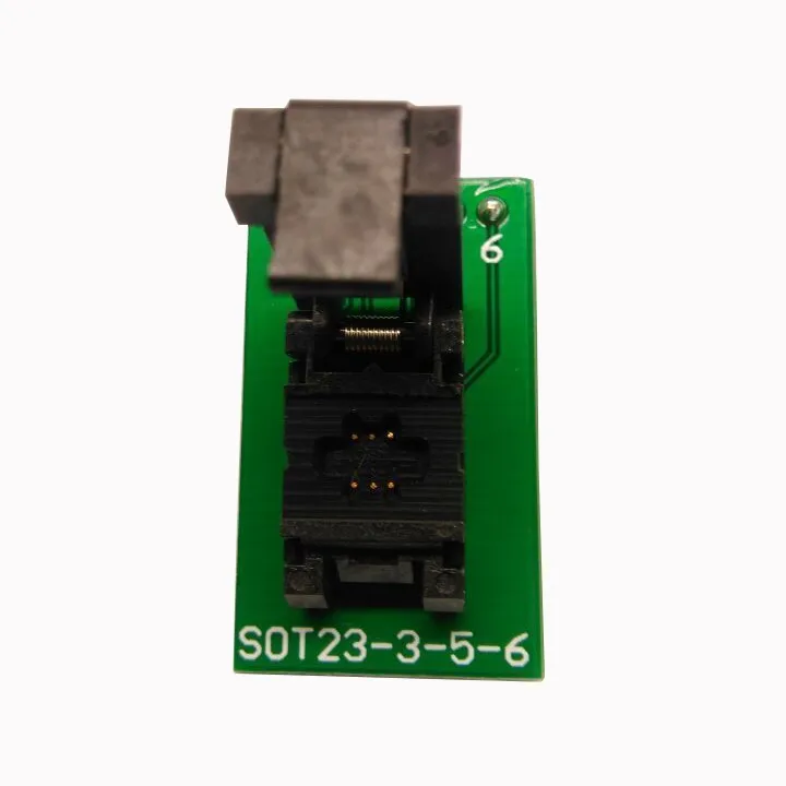 

SOT23-6-0.95-CP01PNL Test Socket SOT23-6-0.95 Clamshell Pogo Pin Probe Programming Socket Pitch 0.95 Chip Size 1.6*3 with board