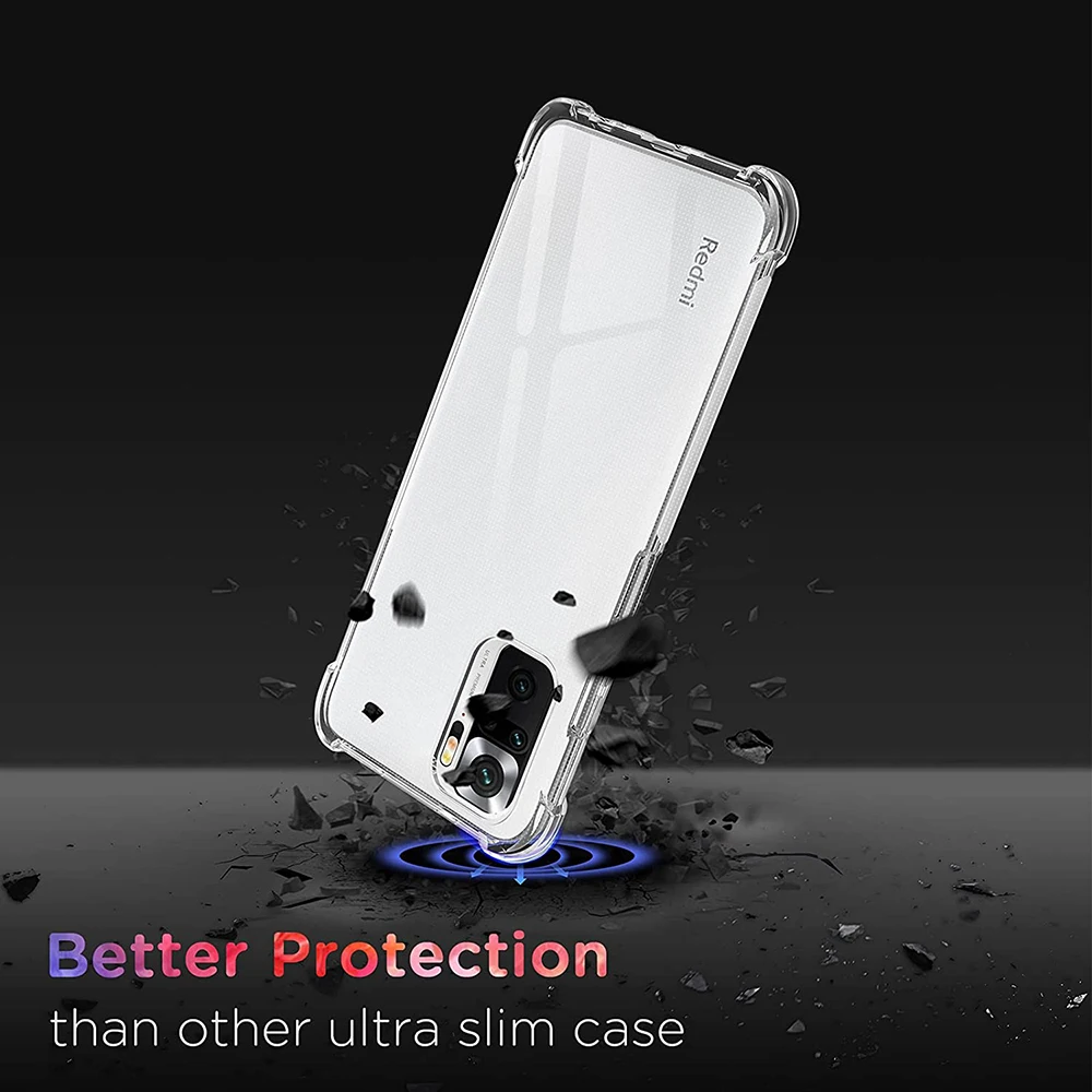 shockproof clear phone case for xiaomi redmi note 10 pro 10s 5g soft tpu phone back cover for redmi note10 pro max free global shipping
