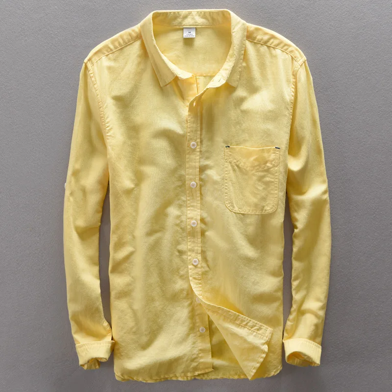 

Linen Shirts Men Comfortable Breathable Natural Linen Casual Shirt 2020 NEW Thin Dress Shirts