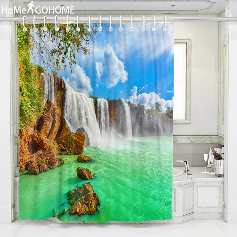Психоделическая занавеска с водопадом 3D для душа ванной комнаты бохо хиппи