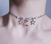 opalite moon and star choker pastel goth choker kawaii choker nu goth boho choker moon and star necklace