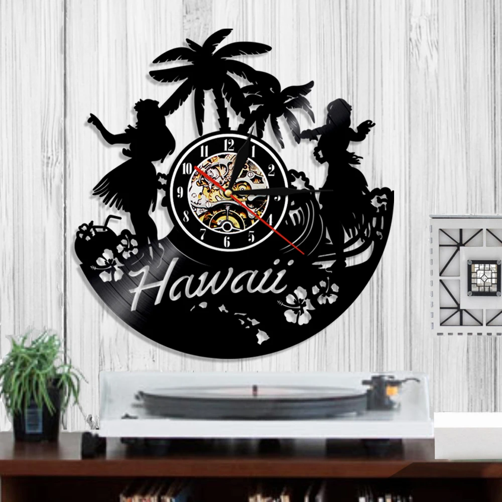 США гавайский танец Виниловая пластинка настенные часы летнее время Гавайский