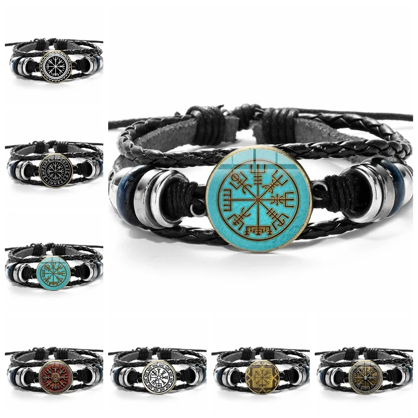 

Nordic Viking Totem Time Gemstone Bracelet Braided Jewelry Valentine's Day Gift