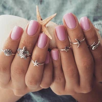 new creative women vintage 6 pcsset shell starfish turtle dolphin moon finger rings set fashion jewelry