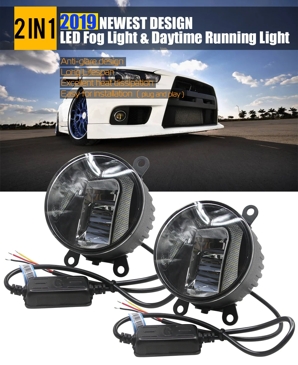 Cawanerl 2 шт. стайлинга автомобилей светодиодные противотуманные фары Дневные