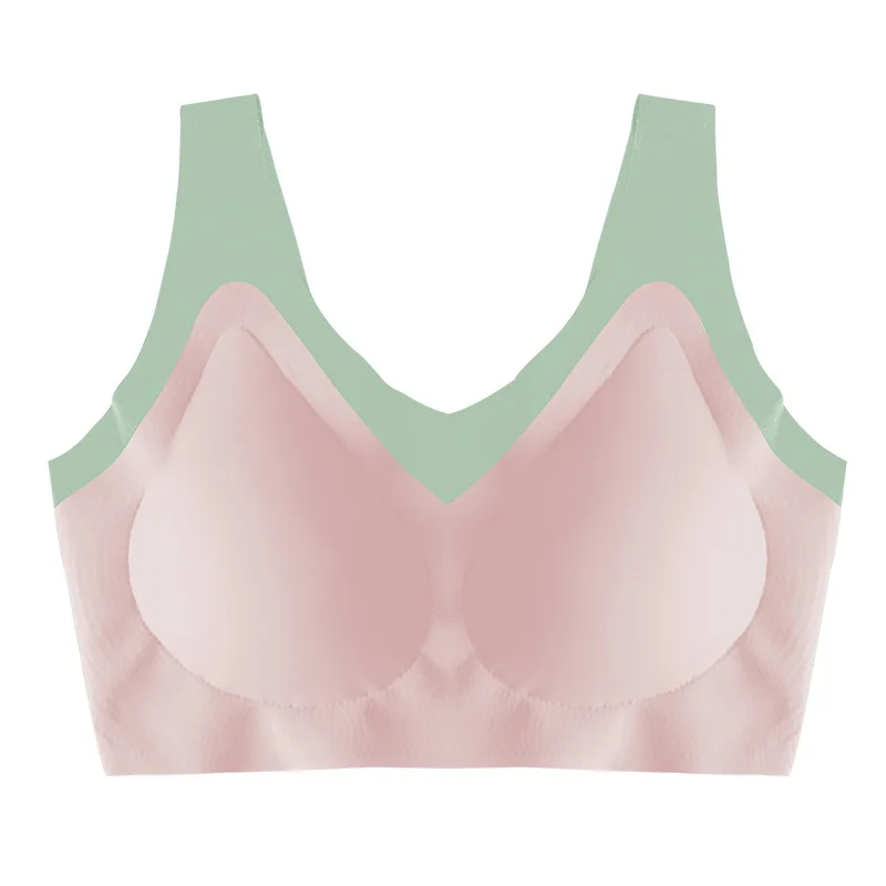 

Ultra-thin sports underwear women's hit color seamless beauty vest-style large size no steel ring gather sleep sports bra summer