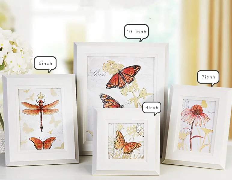 1 pc White Frame 1 шт Настенная фоторамка мульти Винтажный стиль комбинация детская антикварная рамка для семейной фотографии белый синий желтый золотой серый Марко - Цвет: 1 pc White Frame