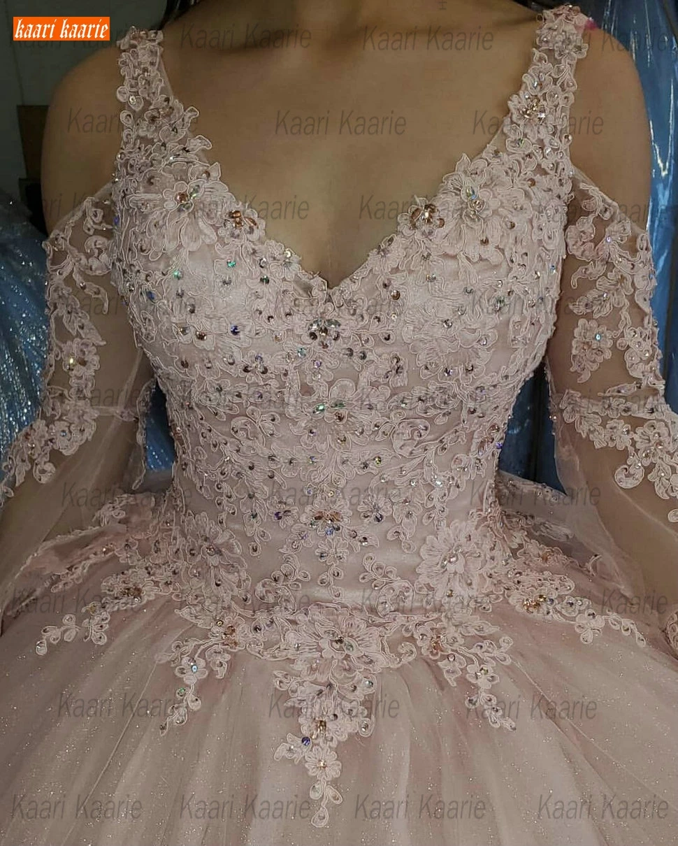 Потрясающие Розовые Свадебные платья в стиле бохо с V-образным вырезом кружевное