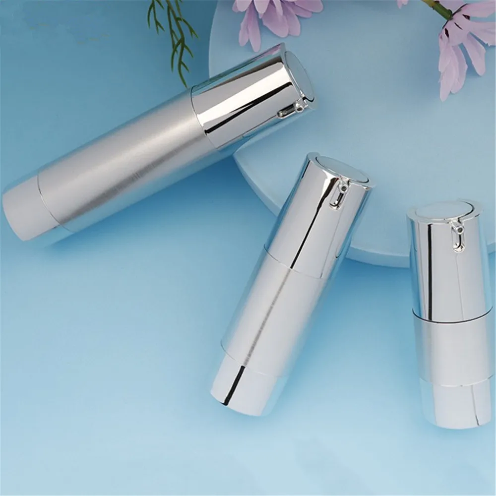 

15 мл/30 мл/50 мл вакуумная Эмульсия флаконы-распылители Пресс Серебряный электрохимический Алюминий бутылки многоразового использования кон...