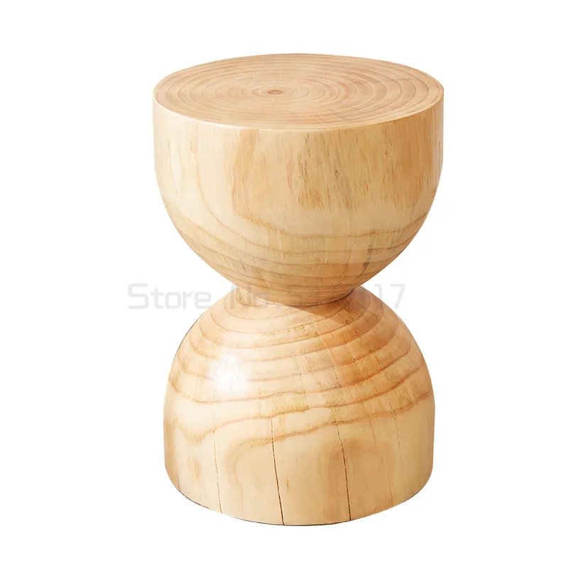 

Nordic creative log decoration root carving stool household round tea table solid wood edge table