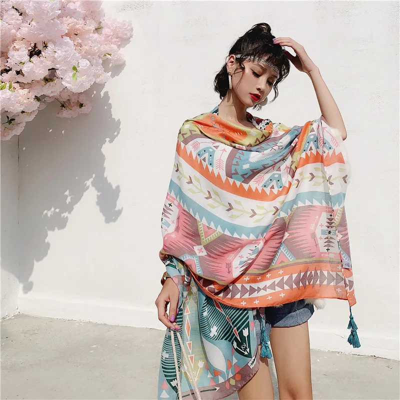 

Spring Autumn Summer New Scarf Ladies Travel Cotton And Linen Scarf Long Sunscreen Beach Towel Big Shawl Gauze Wraps Headband