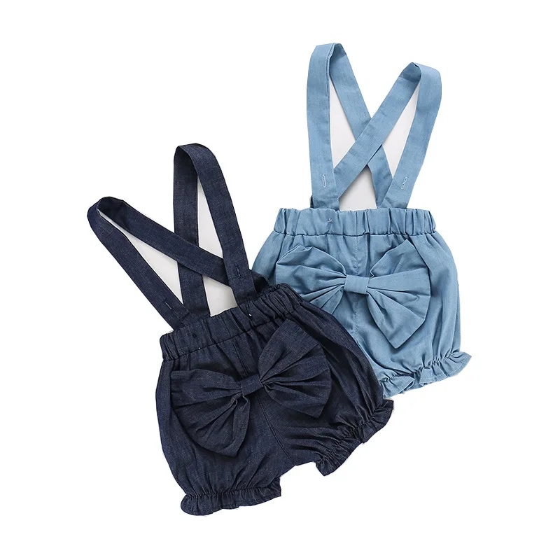 Модели Летняя детская одежда Комбинезоны для малышей Джинсовые шорты девочек с