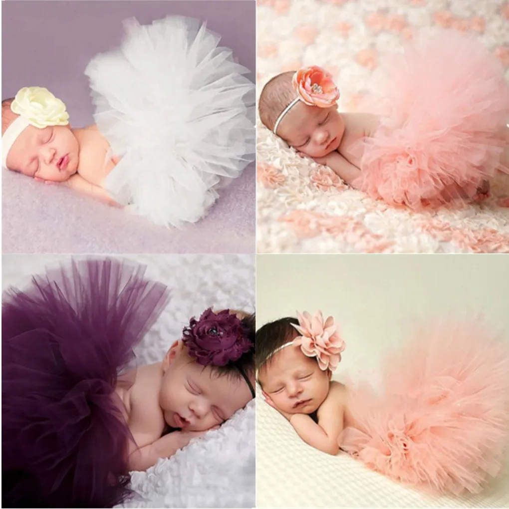 Cute Princess Baby Girl Tutu Skirt With Flower Headband Set Newborn Photography Props Infant Costume Outfit Baby Birthday Gift