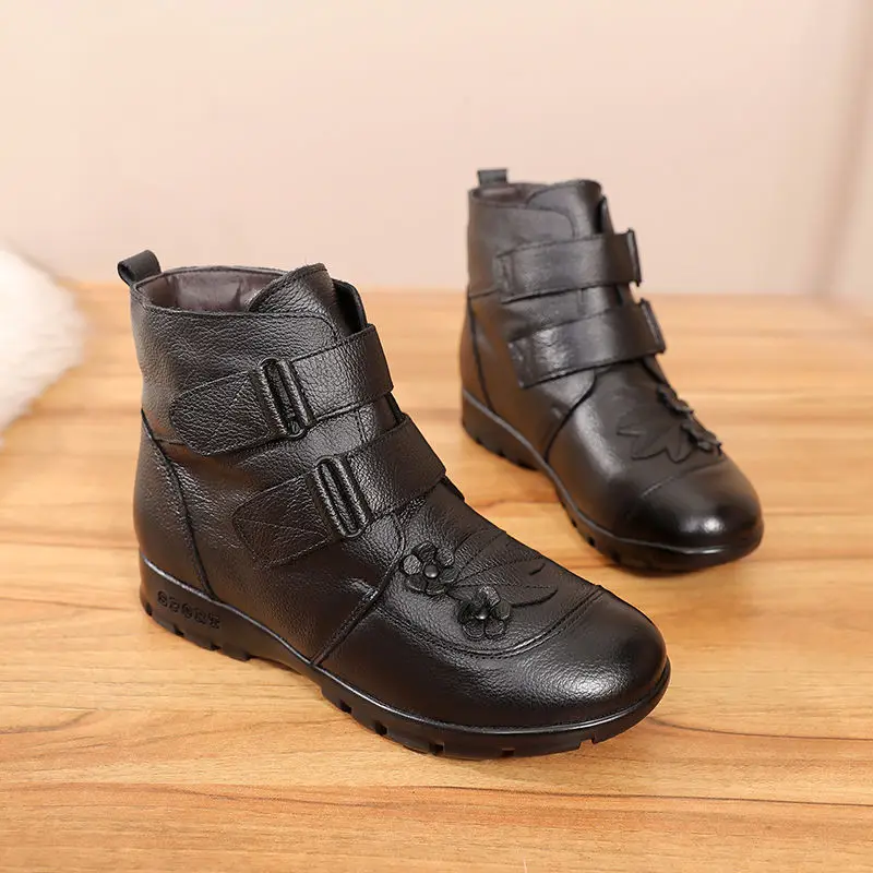 Ботинки женские из натуральной кожи роскошные меховые сапоги богемные ботинки с