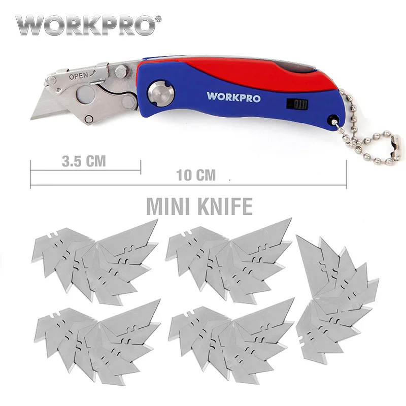 WORKPRO Portable Folding Knife with 55 Blades Pocket Knife Key Chain Knife Mini Camping Key Ring Knife Tool Free Shipping