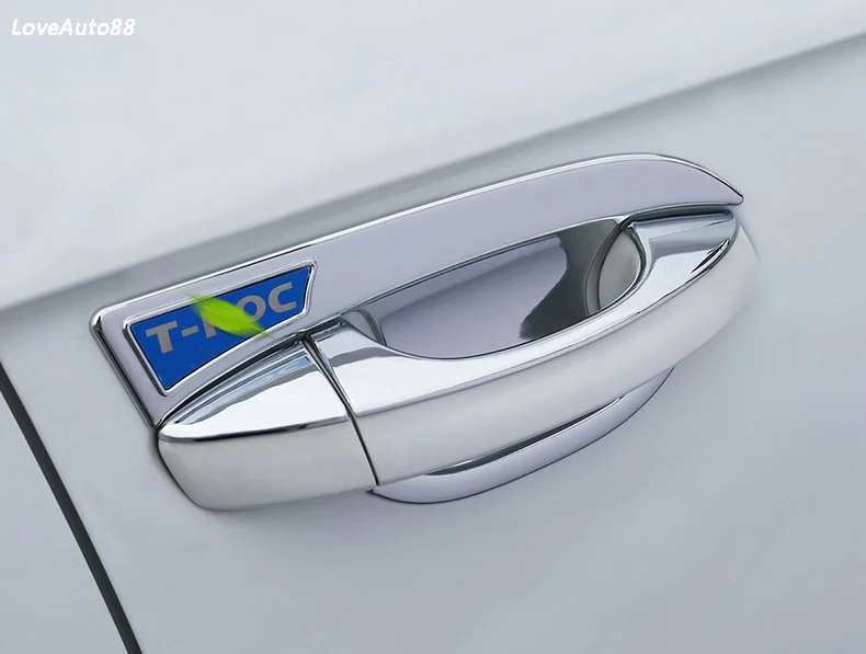 12Pcs Автомобильный ABS Хромированная ручка Защитная Крышка Дверные ручки Внешний чаши Накладка для Volkswagen VW T-Roc T ROC автомобильные аксессуары - Цвет: 12Pcs