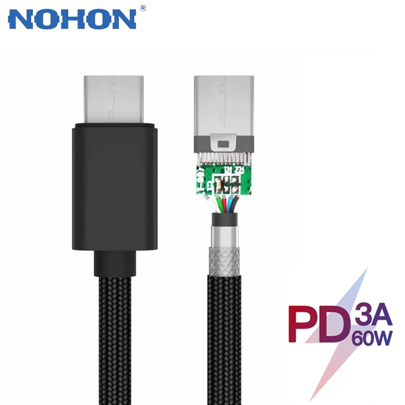 NOHON usb type C кабель для USB C кабель для samsung S10 Xiaomi Мобильный телефон USB C PD Быстрая зарядка зарядное устройство Шнур USB-C type-C кабель