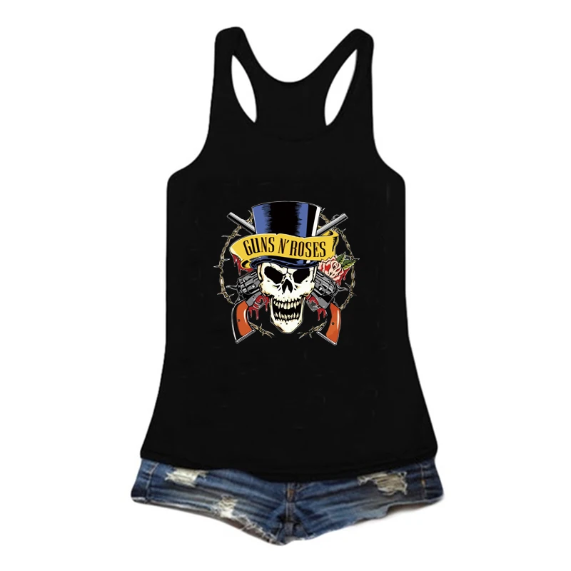Хипстерские женские майки Guns N Roses с черепом и скелетом крутой металлический