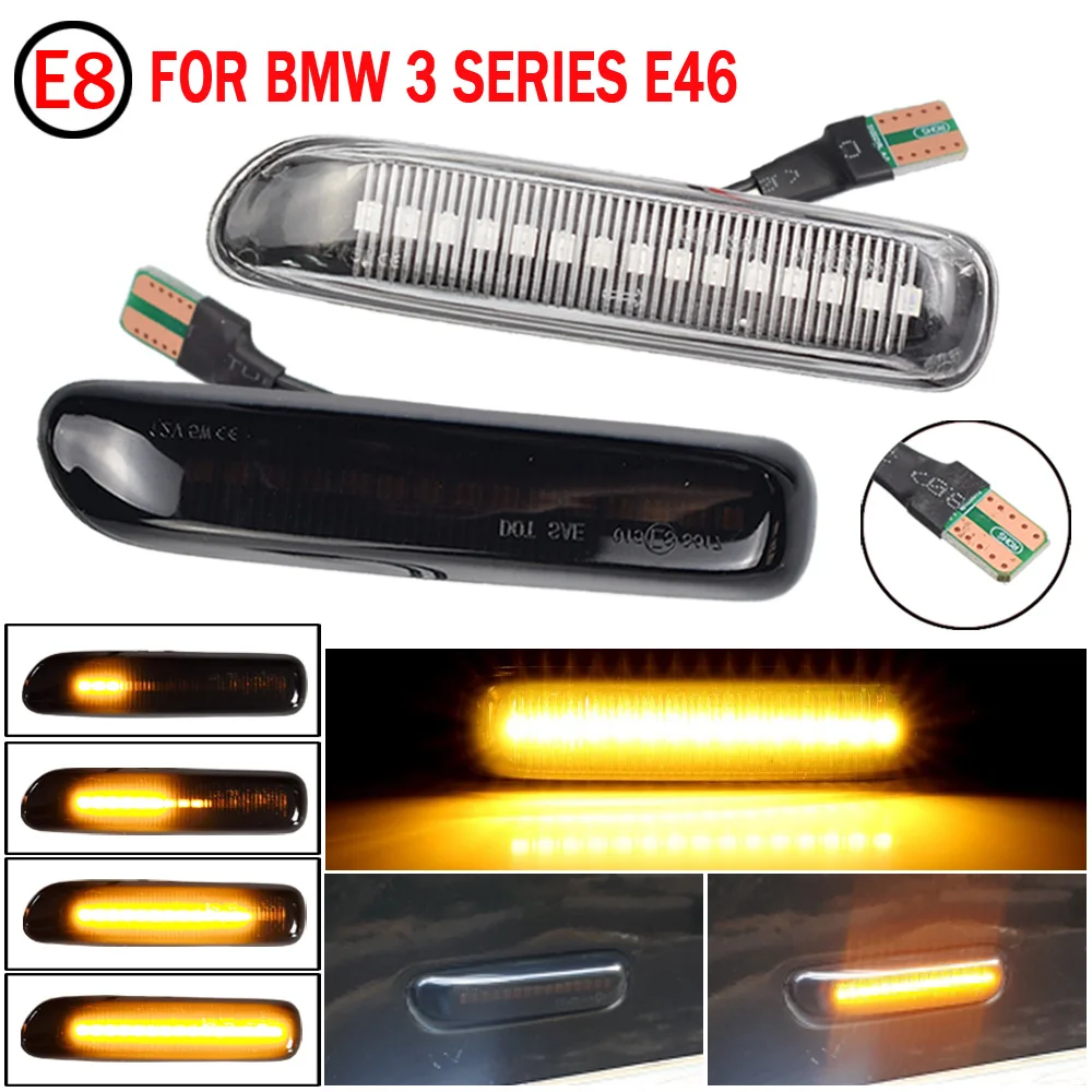 For BMW E46 3 Series Limo Coupe Compact Cabriolet Touring LED Dynamic Turn Signal Light Side Marker Lamp Repeater Signal Lights