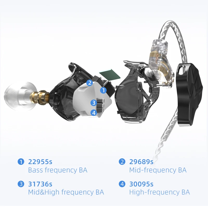 Наушники вкладыши KZ ASF 10 сбалансированные Hi Fi наушники с арматурным драйвером