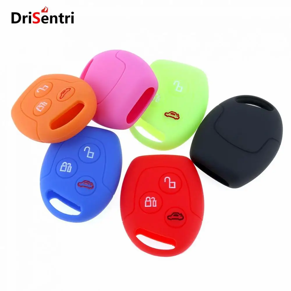 

6 Colors 3 Buttons Round Silicone Car Key Case for Ford Series Focus Mondeo Festiva Fusion Suit Fiesta KA New Arrival