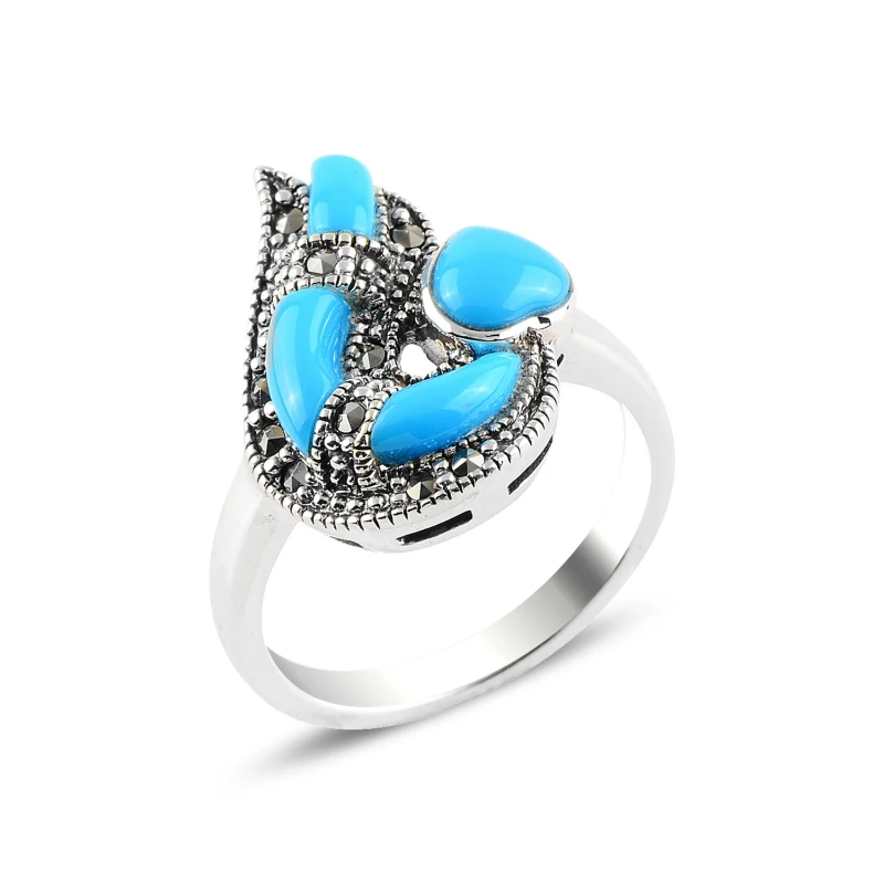 

Silverlina Silver Turquoise & Marcasite Ring
