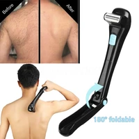 men shaving 180 degrees foldable electric back hair shaver battery manual long handle hair remover