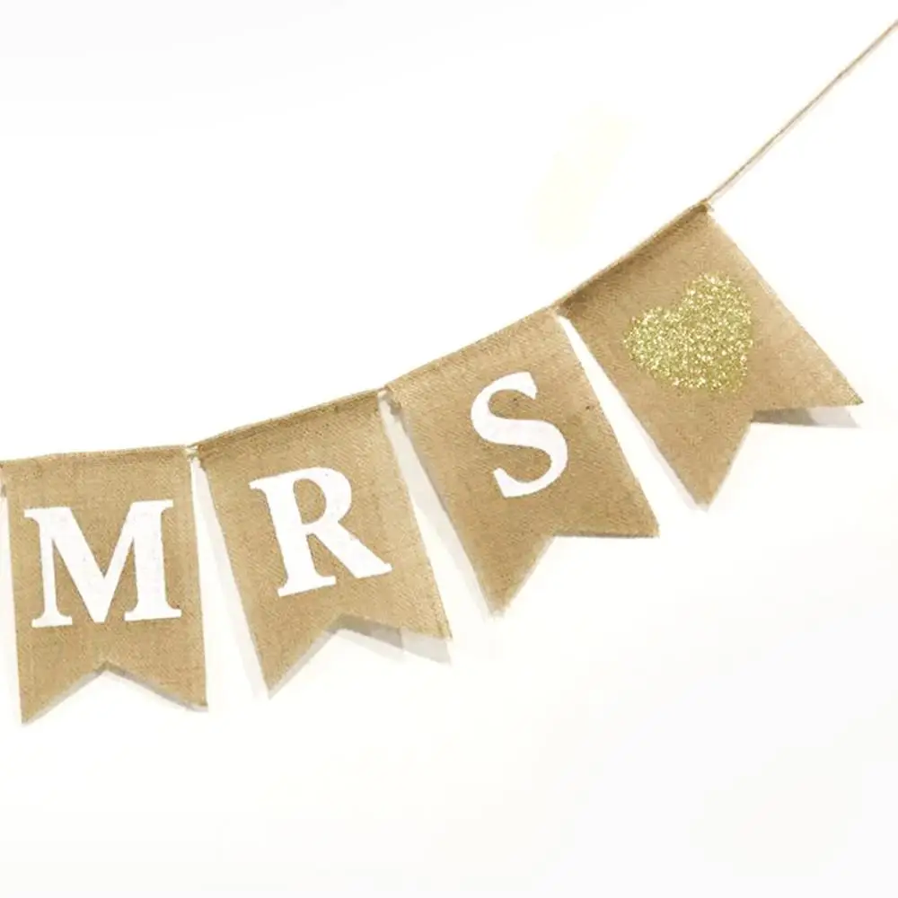 Свадебный баннер Мистер миссис с флажками блестящие треугольные баннеры
