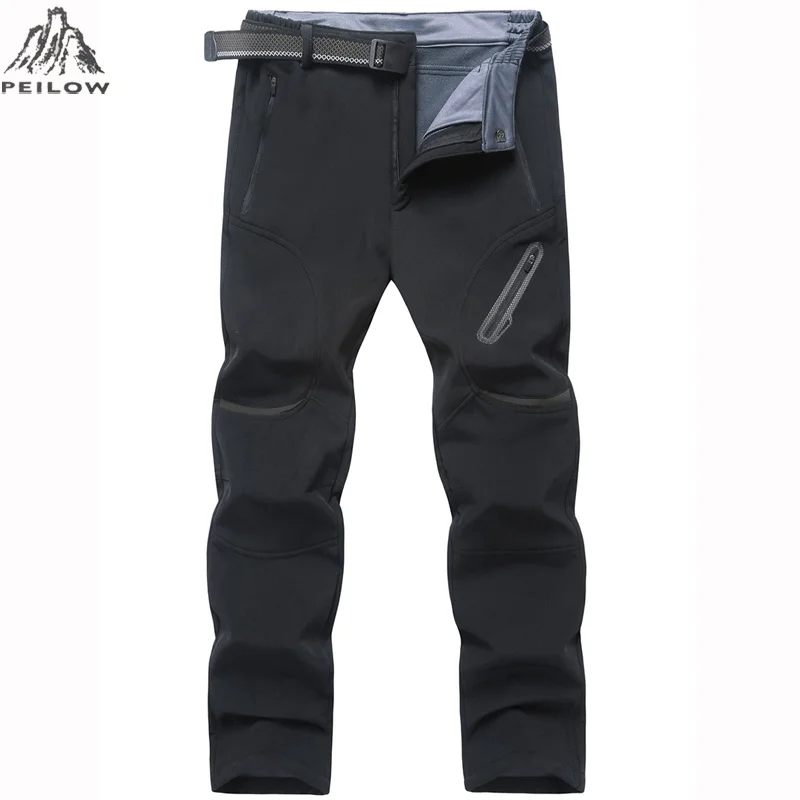 

PEILOW Plus size 7XL 8XL 9XL Pants Men Winter Thick Warm Fleece Shark Skin Trousers Male Waterproof Sweatpants Tactical Pants