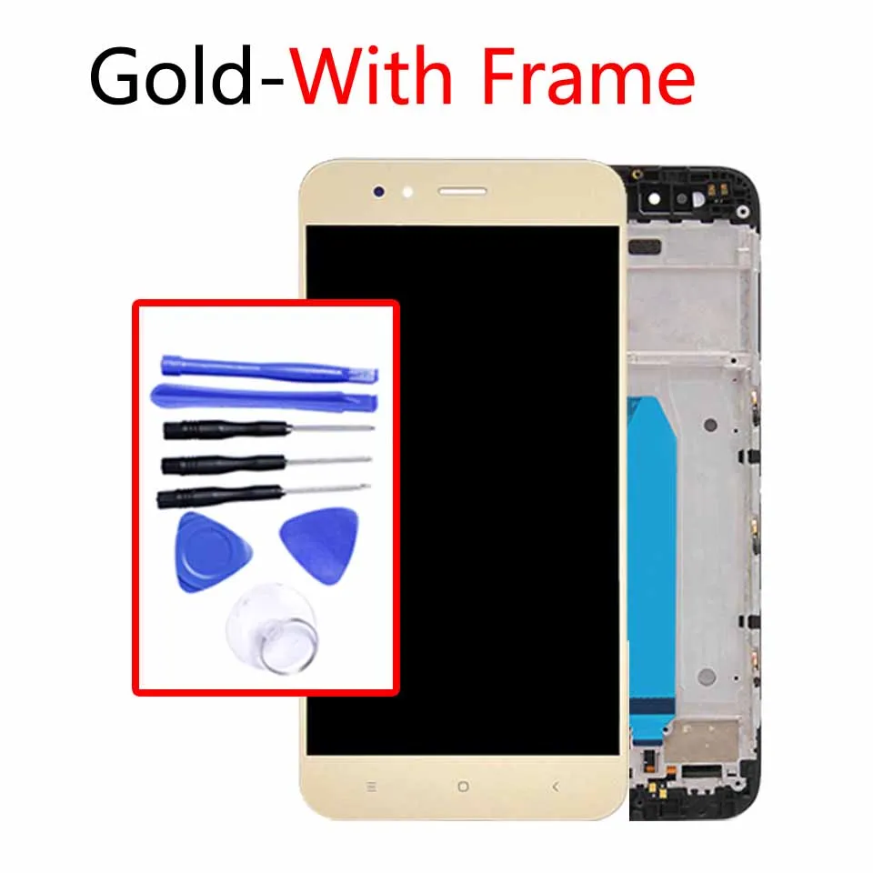 Gold-With frame 5," дисплей для Xiaomi mi A1 mi 5X ЖК сенсорный экран дигитайзер с рамкой Замена для Xiaomi mi 5X mi A1 сборка - Цвет: Gold-With frame