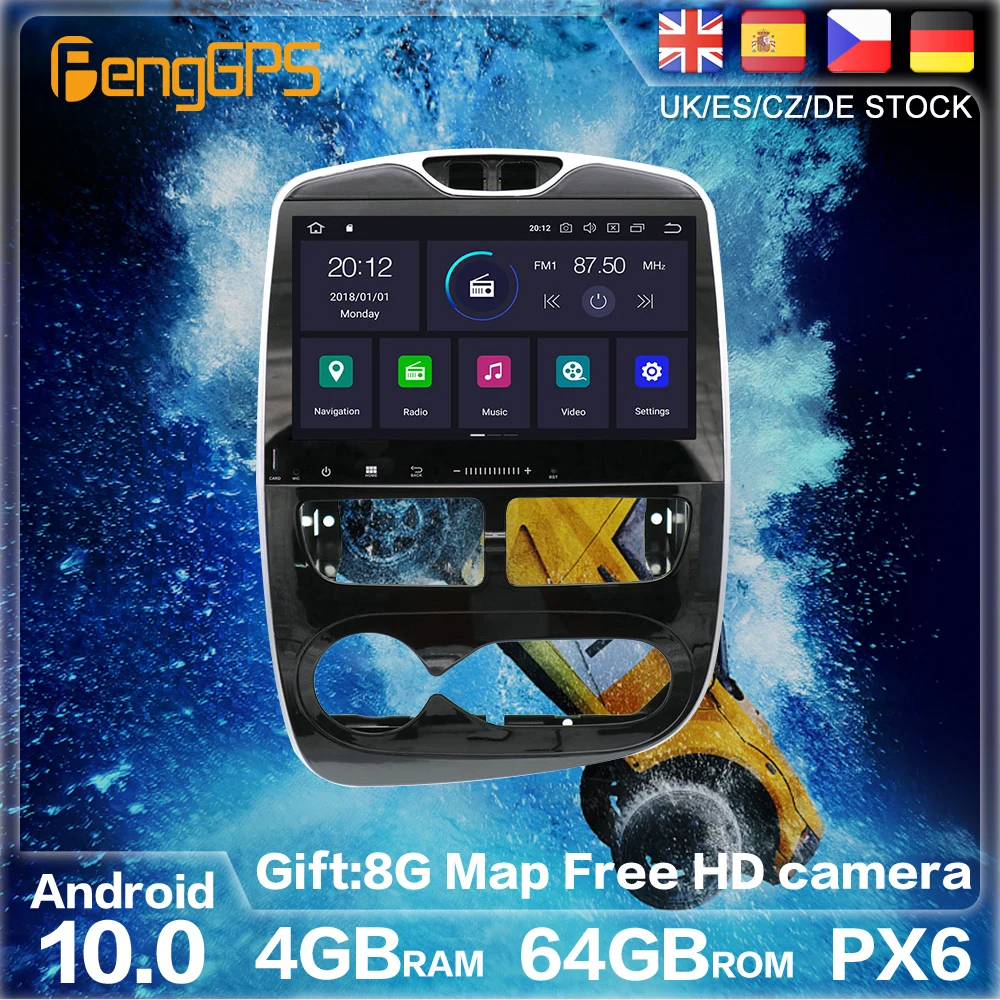 Android 10 0 PX6 для Renault Clio 2013 2014 2015 2016 GPS навигация Авто Радио стерео автомобильный DVD