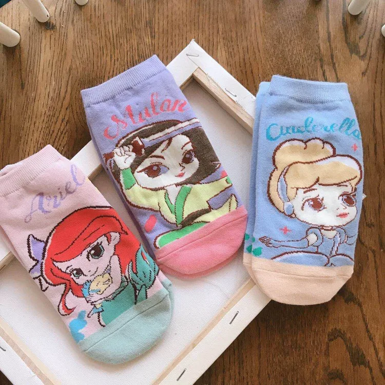

Disney princess Mermaid Cute cartoon socks female socks spring summer thin girls boat socks lady socks tide stealth socks