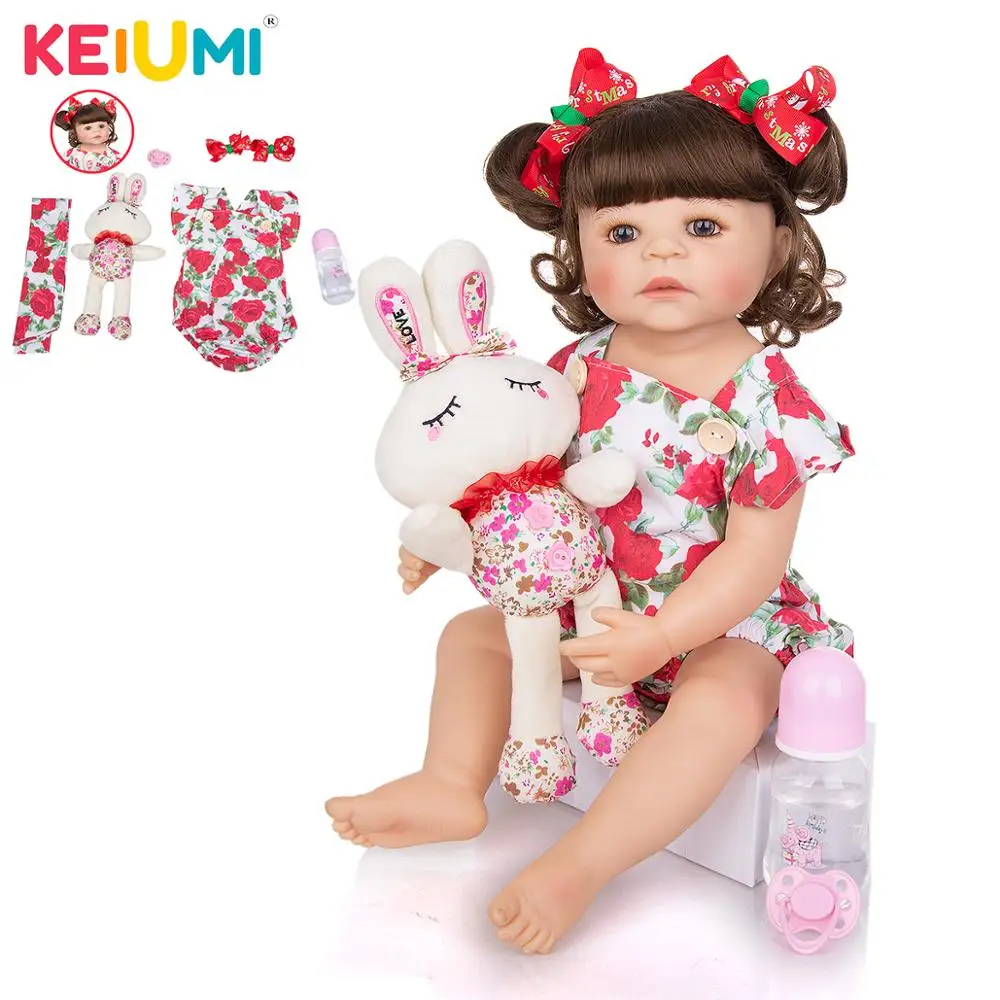 KEIUMI 22-дюймовые милые полностью силиконовые виниловые куклы Новорожденные малыши