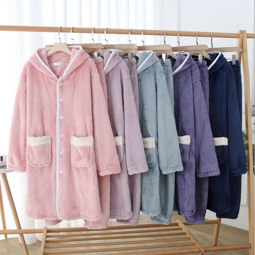 

Pijama Mujer Invierno Women Winter Flannel Pajamas Thickened Coral Plush Warm Long Sleeve Trousers Home Wear Set