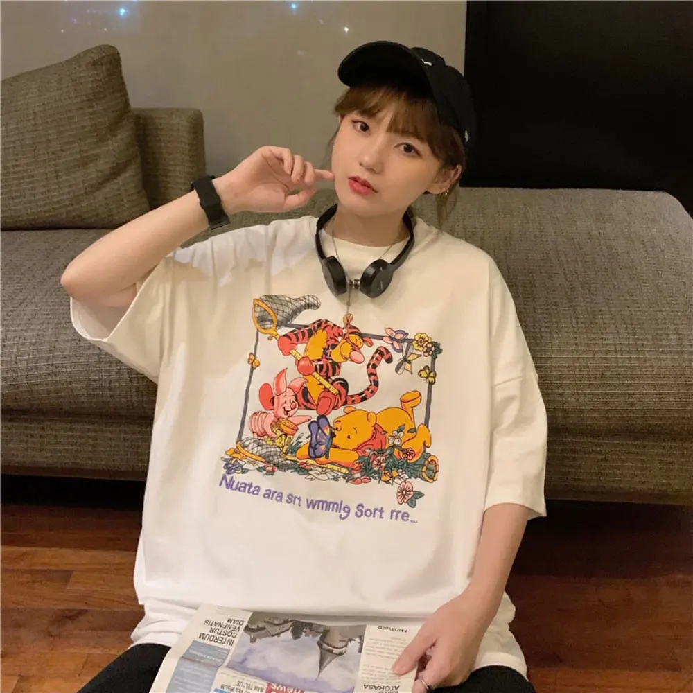 

ZOTTSOZ T-Shirts Korean Harajuku Cartoon Anime Print Tshirts Casual Cotton Women Clothing Summer Fashion Short Sleeve Tees Tops