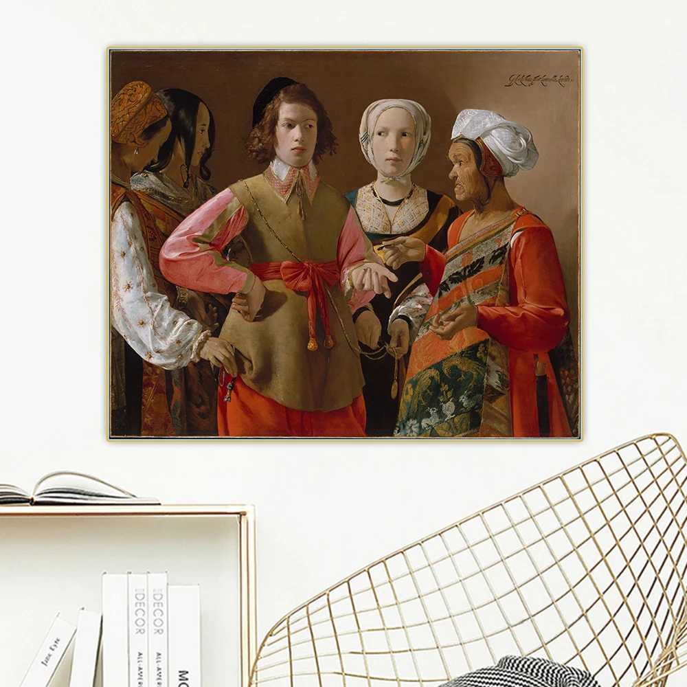 

Georges de la Tour《The Fortune Teller》Canvas Oil Painting Artwork Aesthetic Picture Poster Wall Hanging Decor Home Decoration