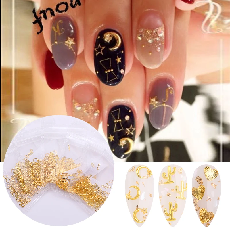 1 сумка металлические Стразы для ногтей Декор золотые украшения кольцо расческа