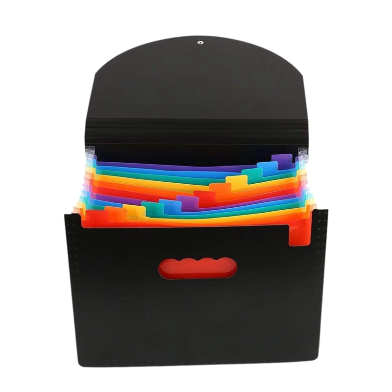 

13 Pockets Expanding Files Folder A4 Expandable Portable File organizerMulticolour Stand Plastic Business File Organizer Box