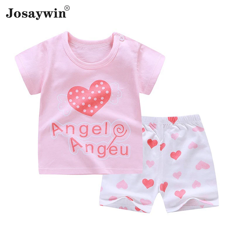 Summer Children Suits Kids Girls Boys Cartoon Cotton 2 Pieces Sets Sleeveless Top+shorts Newborn Baby Clothes Sets Baby Clothes