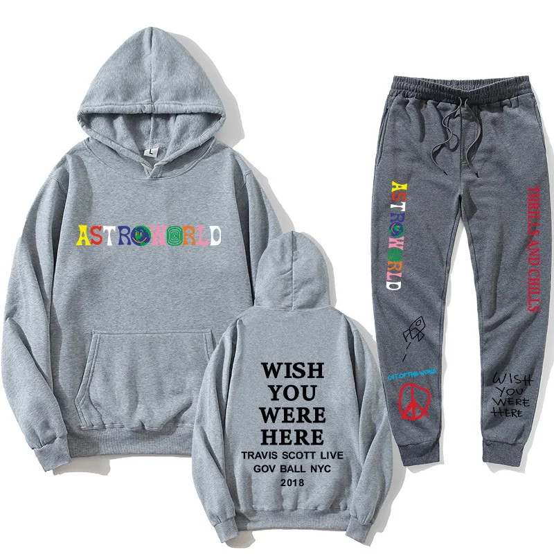 

2020TRAVIS SCOTT ASTROWORLD hope you are here HOODIES fashion letters ASTROWORLD HOODIE streetwear + pants men's pullover sweats