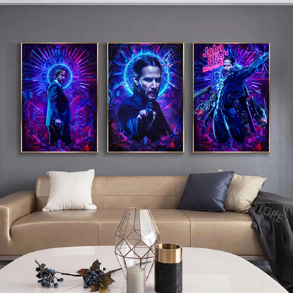Джон фитиль кино персонаж плакат Холст Картина принты картины подходит для